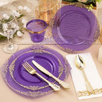 Bestluck 525PCS Clear Purple Disposable Plates for 75 Guests - Image 5