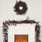 2 Pcs Plum Cimicifuga Seeded Garland, Fall Leaf Mantle Decor, 9 ft - Image 3