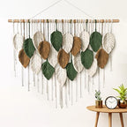 KORSIV Large Macrame Wall Hanging Boho Woven Tapestry, Modern Bohemian Handmade Leaf Feather Wall Art Decorations for Apartment Dorm Living Room Bedroom Nursery Backdrop, Chic Home Decor by KORSIV