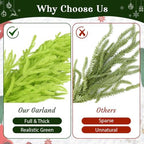 9FT Soft Touch Artificial Norfolk Pine Christmas Garland with Timer Lights - Image 6
