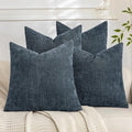 Set of 4 Soft Textured Decorative Throw Pillow Covers 22x22 Inch Cozy Farmhouse Cushion Cover Square Accent Pillow Cases for Bed Couch Sofa Living Room, Grey Blue by Cozoomy