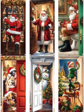Preboun 6 Pcs Christmas Door Cover Decoration Front Door Backdrop Window Cover House Santa Elves Christmas Outdoor Sign for Home Wall Indoor Party Decorations 78 x 35 Inches by Preboun