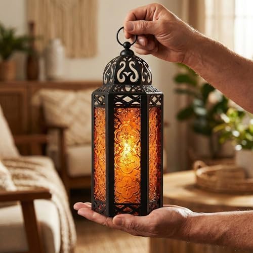 Vela Lanterns Decorative Indoor Moroccan Candle Holder, Amber, M, 12-Pack - Image 6