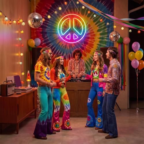 Zhengmy Peace Sign Neon Light, USB Powered Hippie LED Wall Decor 13" - Image 5