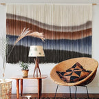 Macrame Wall Hanging Tie-Dye Bule Boho Wall Decor Yarn Fiber Art 57"W*35"L by FLBER