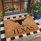 Funny The Entrance Way Outside Personalized Rug with Heavy-Duty Non Slip Outdoor Coconut Coir Doormat Pets Lover Gift 23.6 x 15.7 inch (Bless Texas) - Image 3