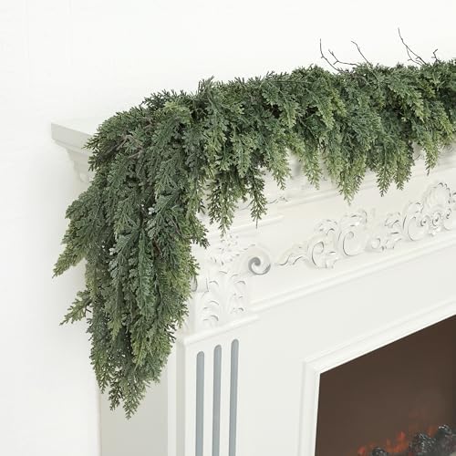 5ft Christmas Garland Realistic Soft and Thickness Green Faux Cedar Pine Garland Artificial Cedar Cypress Garland for Home Fireplace Wall Indoor Outdoor Holiday Party Home Decoration - Image 5