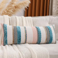 Coastal Lumbar Throw Pillow Cover 14x36 Boho Decor Turquoise Blue by Tosleo