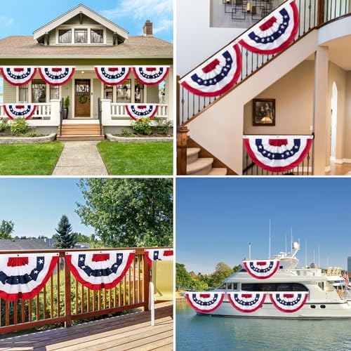 American Bunting Flags Outdoor - 1.5x3 Ft USA Patriotic Pleated Half Fan Banner Flag for Outside 4th of July Porch Decorations 6 pack - Image 7