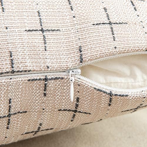 MIULEE Pack of 2 Decorative Burlap Linen Euro Sham Christmas Throw Pillow Covers for Sofa Couch Bed 24x24 Inch Modern Farmhouse Pillowcases Rustic Woven Textured Cushion Cover Beige - Image 3