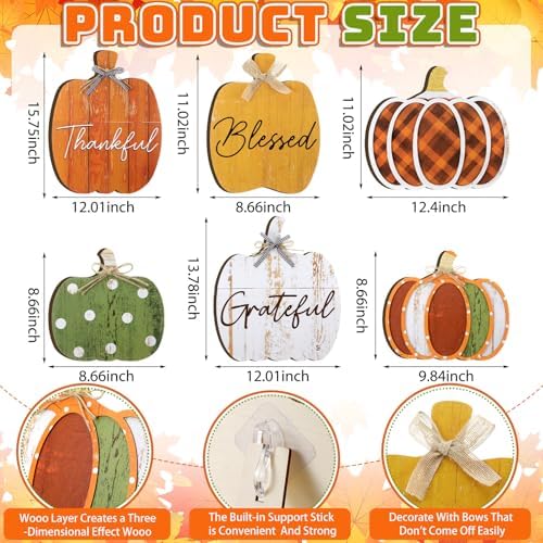 Moucuny Set of 6 Farmhouse Outdoor Fall Decoration for Home Porch, Pumpkin - Image 3