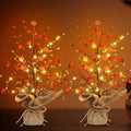 Ganeen 2 Pcs LED Fall Tree 18 Inch Tabletop Pumpkin Berry Decor by Ganeen