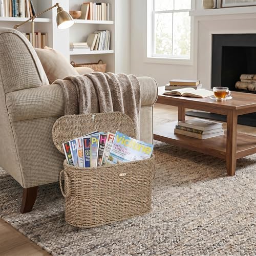 efluky Toilet Paper Storage Basket, Seagrass Slim Toilet Paper Holder with Lid- Holds Up to 9 Mega Rolls, Home Bathroom Decor Organizer - Image 6
