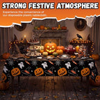 54 Inch X 300 Feet Plastic Table Cover Roll Disposable Halloween Tablecloth Pumpkin Ghost Plastic Table Covers for Halloween Party Decorations (Pumpkin Ghost, 300 Feet) - Image 3
