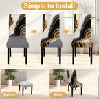 Black Marble Chair Covers Set of 6,Stretchable Kitchen Dining Room Chair Covers Decorations Removable Washable Dining Chair Slipcovers Chair Protectors for Dining Room & Kitchen - Image 4