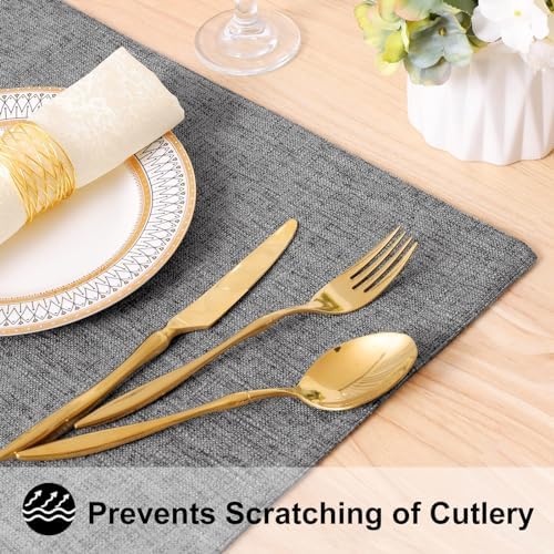 homing Faux Cotton Linen Placemats Set of 8, Cloth Dining Table Mats - Image 4