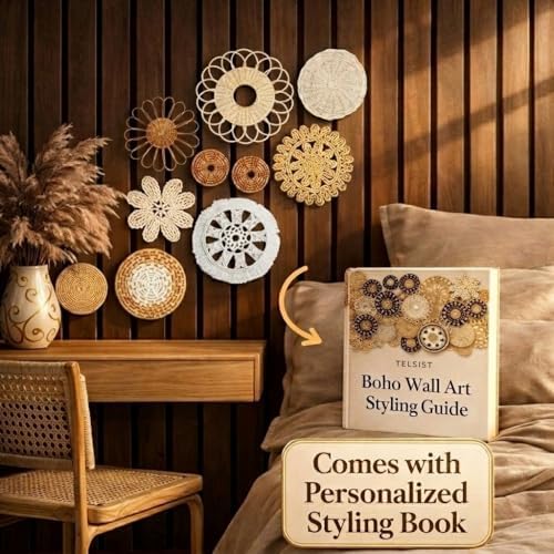 10 piece (Bohemian) Boho Wall Basket Decor – Handmade Woven Wall Baskets, Farmhouse Wall Art, Rustic Hanging Basket Set for Living Room, Bedroom & Kitchen Summer decoration - Image 5