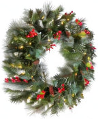 National Tree Company 24in Pre-Lit Wintry Pine Artificial Christmas Wreath - Image 6