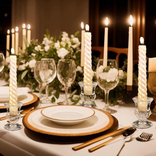 66 Pcs Clear Glass Candlestick Holders Taper Candle Holder Bulk 2.5 Inch Candle Stick Holder for Table Centerpiece Mantel Wedding Housewarming Gift Rustic Vintage Valentines Dinning Decoration (Clear) - Image 3