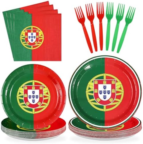 96 Pcs Portugal Flag Themed Party Decorations, Serves 24 by Greencian