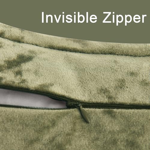 Greek Velvet Euro Sham Covers Set of 2 26x26 Luxury Soft Solid Pillow Covers for Living Room Bedroom Yard,Army Green - Image 5