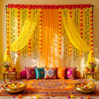 Irenare Indian Pooja Backdrop Ganesh Decoration, Yellow and Orange, Indian - Image 5