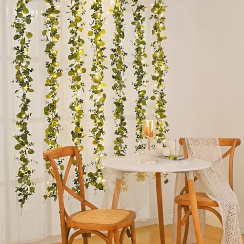 Dolicer 4 Packs 6FT Artificial Eucalyptus Garland Faux Greenery Garland - Image 5