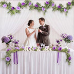 Canlierr 2 Pcs Large Mr & Mrs Sign with Artificial Flower Garland,Purple - Image 4