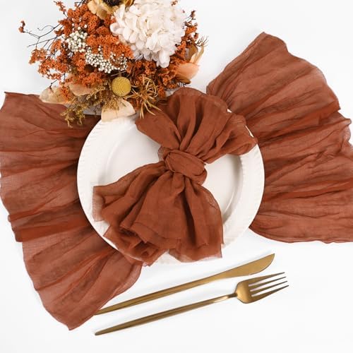 100 Pieces Cloth Napkins Terracotta Dinner Cheesecloth Napkins for Wedding,Wrinkled Cloth Napkins Bulk for Home Party Rustic Table Decoration, 17 x 17 Inch - Image 7