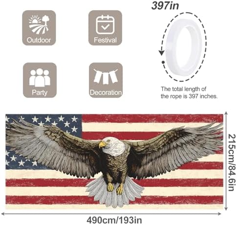 7 * 16FT Eagle USA Flag Garage Door Cover Decorations Independence Day Garage Door Banner for Outdoor Indoor Patriot Party Photography Backdrop - Image 4