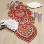 Lightnpro Christmas Beaded Table Runner 13x36 Inch - Maroon Gold Paisley Design - Handmade Elegant Perfect Table Mat for Holiday Décor, Weddings, Thanksgiving, Family Gatherings, New Year Celebration - Image 3