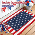 2PCS 4th of July Door Mat Combination, Patriotic Stars and Stripes Front Porch Decor, Independence Day Layered Welcome Mat, Red White and Blue Outdoor Rug for Memorial Day Entryway Decoration - Image 7