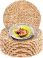 Round Woven Placemats Set of 12，12 Inch Natural Rattan Placemats Hand-Woven Water Hyacinth Placemat Farmhouse Rustic Braided Boho Wicker Table Mats for Christmas Dining Table Wedding Home (12 Inch) by Unknown