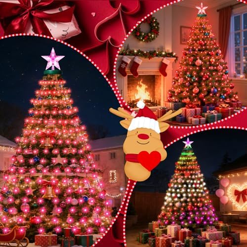 Smart Christmas Tree Lights with Star Topper, 394LED APP Control Music Sync Color Changing RGB Christmas String Lights, Cascading Twinkle Lights for Indoor Outdoor Xmas Tree Decorations - Image 7
