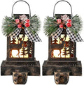 Therwen 2 Pcs Christmas Stocking Holders Lantern, LED, Elk, Bronze by Therwen