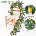 Mizii Artificial Lemon Garland 6FT Fake Fruit Lemons Garland with Berries Green Leaves Hanging Vines Greenery Decorations for Kitchen Table Centerpieces Room Party Birthday Decor (Lemon with Berries) - Image 2