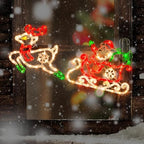 50L Lighted Christmas Sculpture,Including: Deer x1,Santa and Sleigh x1， for Holiday Indoor and Outdoor Wall Door Christmas Window Decorate - Image 3