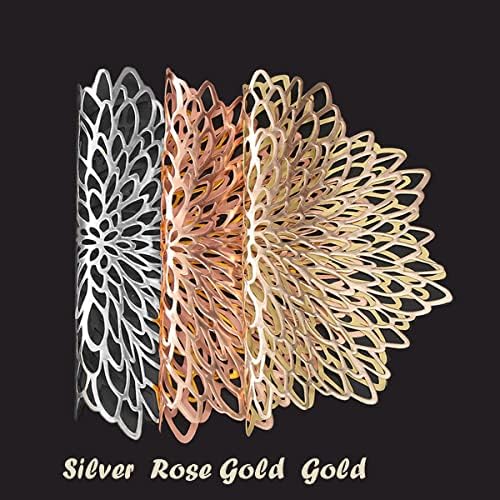 12 PCS Decorative Placemats Vinyl Hollow Table Mats Non-Slip Heat Insulation Dinner Mat Metallic Philopack(Rose Gold-12) - Image 4