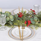 Red Berry Christmas Garland, Artificail Pine Garland with Berries Eucalyptus Cedar Leaves for Winter Holiday Home Table Centerpiece Decor (Green) - Image 5