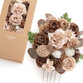 Ling's moment Artificial Wedding Fall Flowers Deluxe Combo, Bown & Beige by LingsMoment