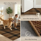 JTJ Easy Jute Outdoor Rug 5x7, Black & Brown Plaid, Washable - Image 5