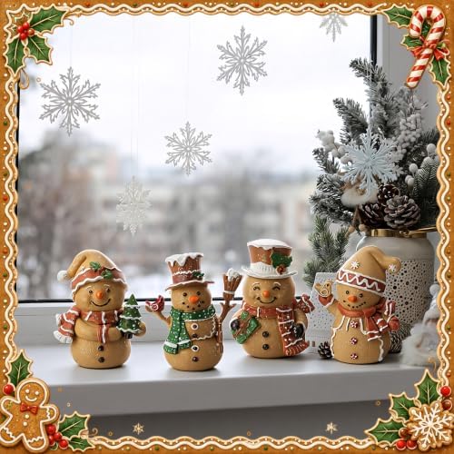 Thyle 4 Pcs Christmas Gingerbread Snowman Figurines Decorations - Image 6