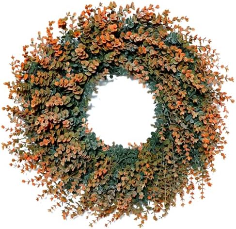 Fall Wreath for Front Door 26 inch Eucalyptus Leaves UV Resistant by Midouha