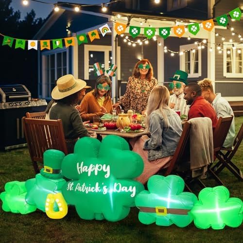 9.3FT St Patricks Day Inflatables Outdoor Decorations Shamrocks Clover Blow Up Inflatable Yard Decorations with LED Lights Spring St. Patrick's Green Outside Holiday Party Garden Lawn Decor - Image 4