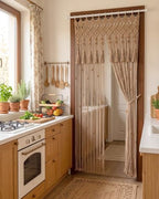 BECHAEO Boho Macrame Beaded Curtain with Tassels, Brown 2 Panels 39" x 79" - Image 7