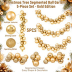 Silipull 5 Pcs 2.3 ft Large Christmas Ball Garland Ornaments, Gold - Image 3