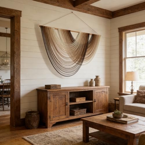 LISRRZHEN Large Macrame Wall Hanging - Boho Nordic Geometric Woven Tapestry, Handcrafted Cotton Wall Decor for Living Room Bedroom Entryway Apartment - Image 5