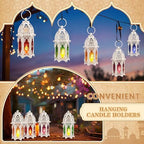 Mumufy 6 Pcs Moroccan Lantern Ramadan Lantern Eid Mubarak Decor, White - Image 6