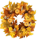 Fall Wreaths for Front Door Outside Autumn Wreath with Lights Berries Pine Cones Fall Decorations for Home Decor Pumpkin Wreath for Farmhouse Holiday Thanksgiving Harvest Halloween Outdoor by Zmtyykh