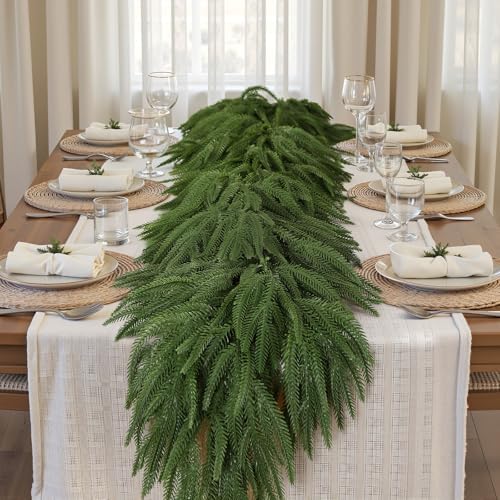 Alupssuc 9FT Christmas Garland, Artificial Real Touch Norfolk Pine Garland - Image 3